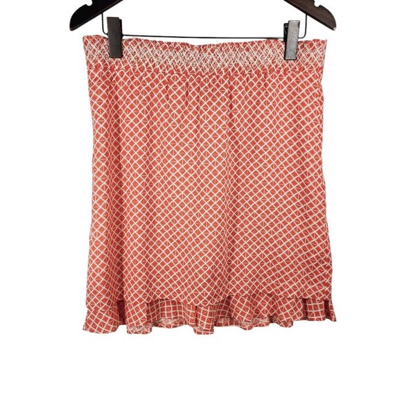 Carve Designs Skirt Geometric Design Pull On Womens Size M Orange Ruffle Hem‎ - Picture 1 of 7
